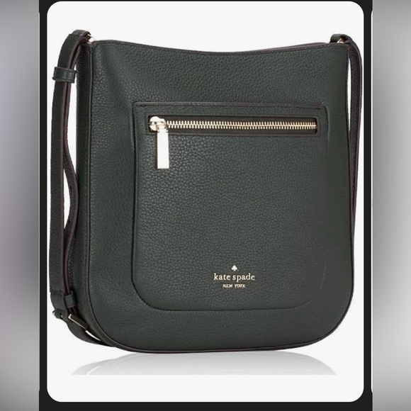 Kate Spade Deep Green Top Zip Pebbled Leather Crossbody Bag - Picture 1 of 11